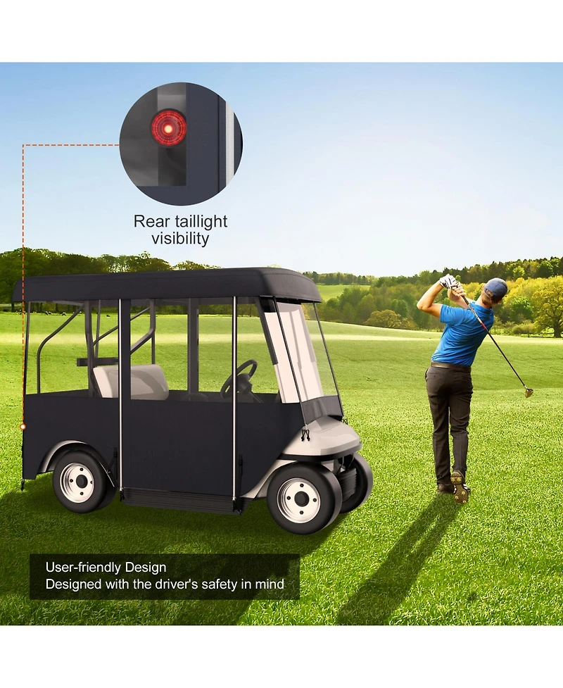 Sugift Polyester Golf Cart Driving Enclosure Cover for 4-Seat Carts