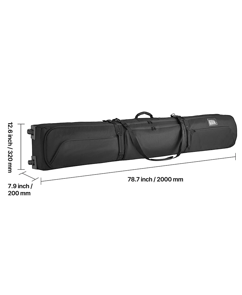 Sugift Padded Ski Roller Bag with Wheels 600D Waterproof for Air Travel