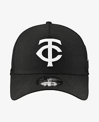 New Era Men's Black Minnesota Twins Side Script 9FORTY A-Frame Trucker Adjustable Hat