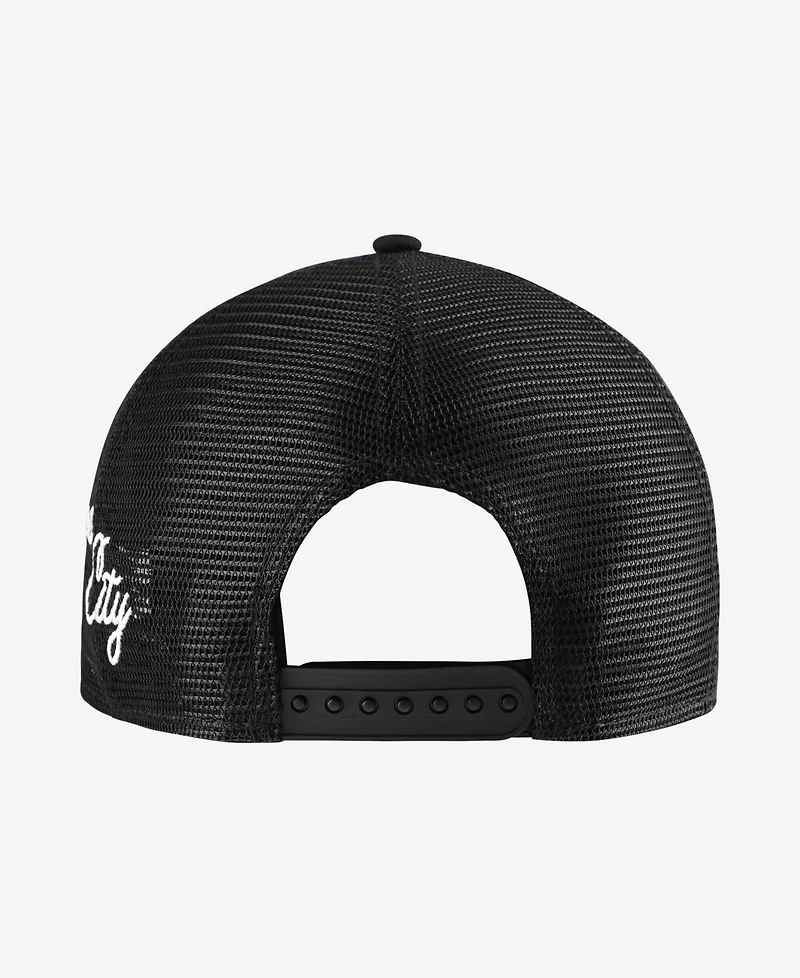 New Era Men's Black Kansas City Royals Side Script 9FORTY A-Frame Trucker Adjustable Hat