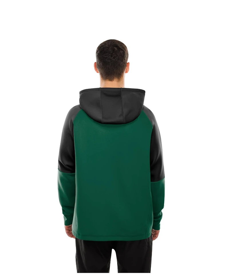 New Era Men's Green York Jets Combine Authentic Color Block Raglan Pullover Hoodie