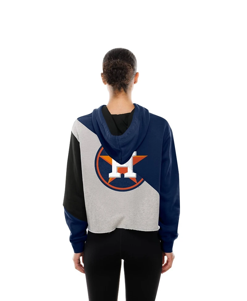 New Era Women's Houston Astros Color Block Cropped Boxy Hoodie
