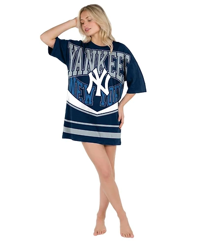 Concepts Sport Women's New York Yankees Mosaic Knit Short-Sleeve Nightdress