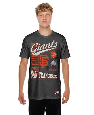 New Era Men's Black San Francisco Giants Oversized Throwback Distressed T-Shirt