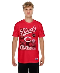 New Era Men's Red Cincinnati Reds Oversized Throwback Distressed T-Shirt