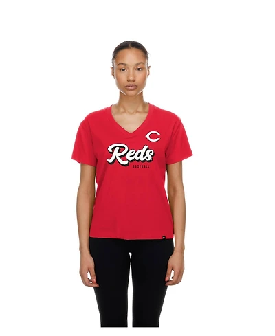 New Era Women's Cincinnati Reds V-Neck Short-Sleeve T-Shirt