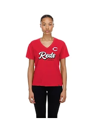 New Era Women's Cincinnati Reds V-Neck Short-Sleeve T-Shirt