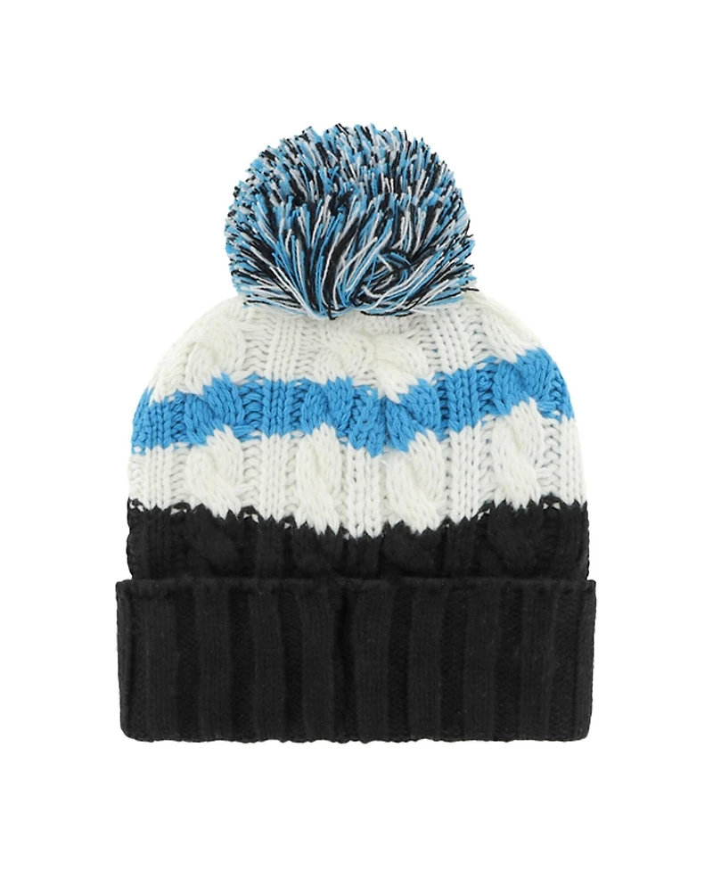 '47 Brand Women's White/Black Miami Marlins Ashfield Cuffed Pom with Knit Hat