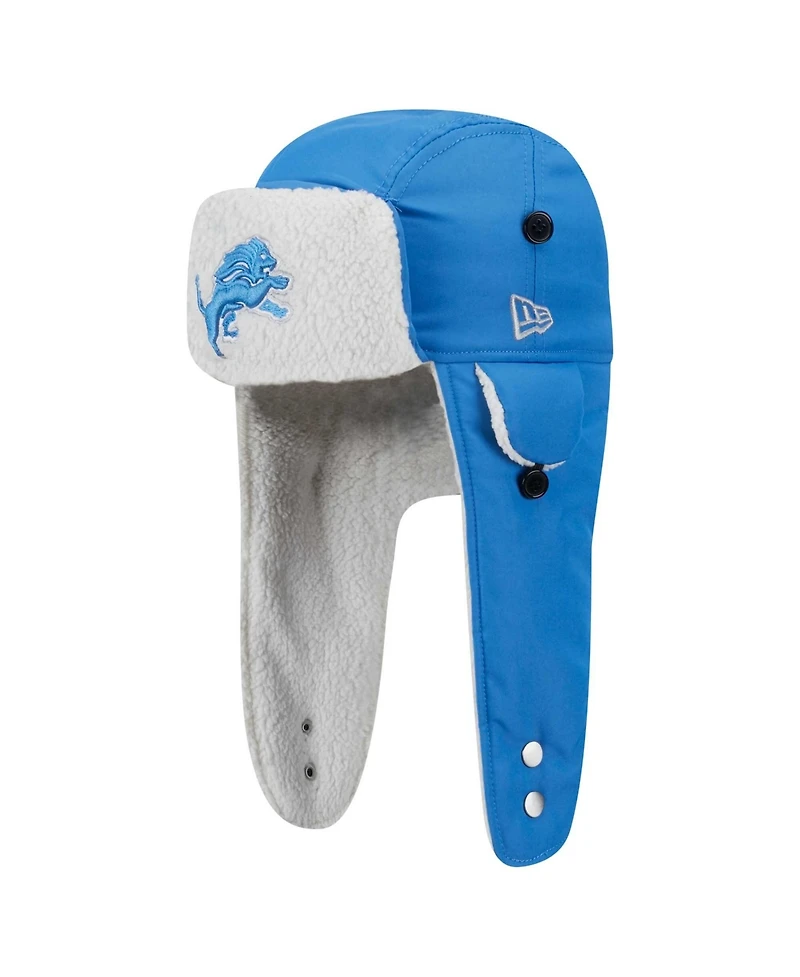 New Era Men's Blue Detroit Lions Sherpa Trapper Hat