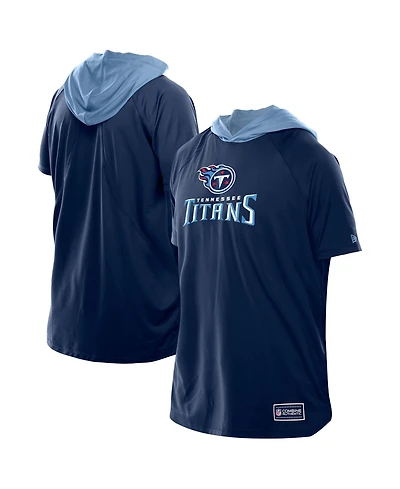 New Era Men's Navy Tennessee Titans Combine Authentic Hooded Raglan Short-Sleeve T-Shirt
