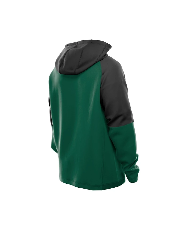 New Era Men's Green York Jets Combine Authentic Color Block Raglan Pullover Hoodie