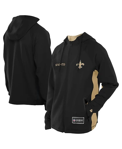 New Era Men's Black Orleans Saints Combine Authentic Raglan Scuba Full-Zip Hoodie