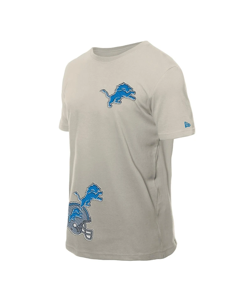 New Era Men's Light Beige Detroit Lions Multi Patch T-Shirt