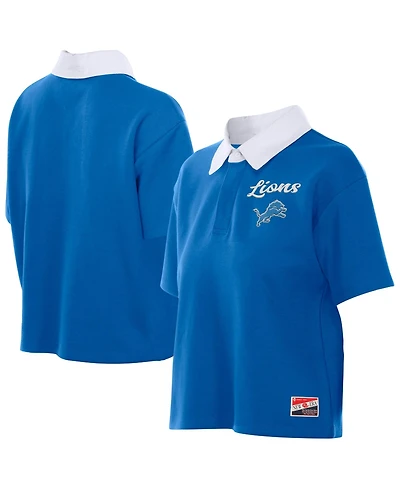 New Era Women's Detroit Lions Throwback Boxy Cropped Cotton-Blend Polo