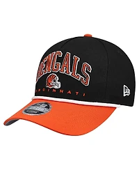 New Era Big Boys and Girls Black/Orange Cincinnati Bengals Arch Coolera 9FORTY A-Frame Adjustable Hat