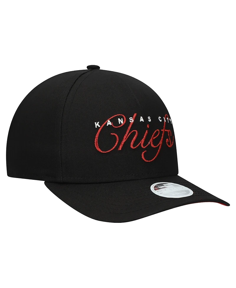 New Era Women's Black Kansas City Chiefs Metallic 9FORTY M-Crown A-Frame Adjustable Hat