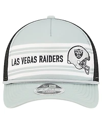 New Era Men's Silver Las Vegas Raiders Linear A-Frame 9FORTY Adjustable Hat