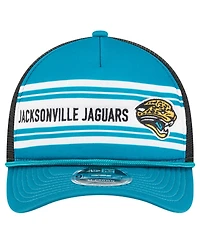 New Era Men's Teal Jacksonville Jaguars Throwback Linear A-Frame 9FORTY Adjustable Hat