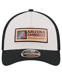 New Era Men's Stone/Black Arizona Diamondbacks Text A-Frame Trucker 9FORTY Hat