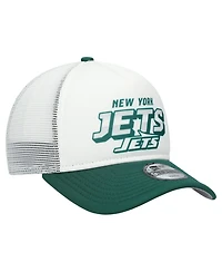 New Era Big Boys and Girls White/Green New York Jets Streak 9FORTY A-Frame Adjustable Hat