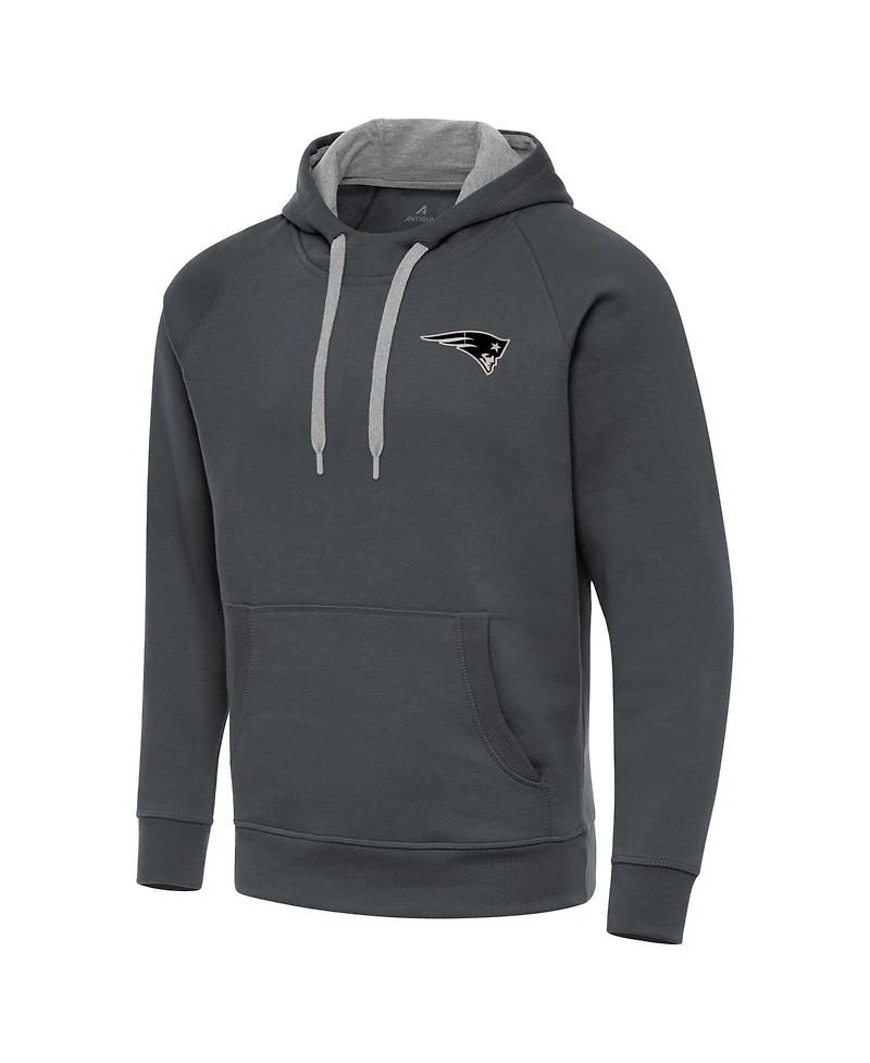 Antigua Men's Charcoal New England Patriots Brushed Carbon Victory Pullover Hoodie