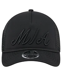 New Era Men's Black Miami Marlins City Initial 9FORTY A-Frame M-Crown Adjustable Trucker Hat