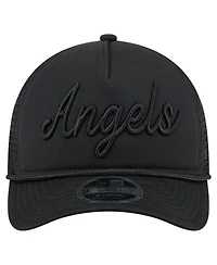 New Era Men's Black Los Angeles Angels City Initial 9FORTY A-Frame M-Crown Adjustable Trucker Hat