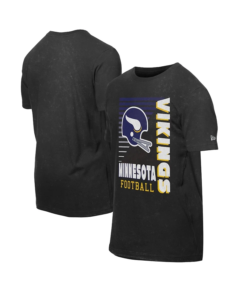 New Era Men's Black Minnesota Vikings Retro Logo Enzyme Washed Oversized T-Shirt