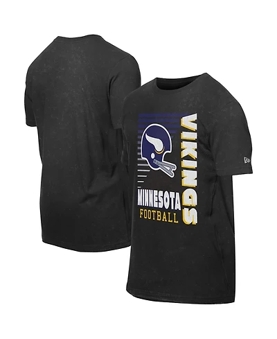 New Era Men's Black Minnesota Vikings Retro Logo Enzyme Washed Oversized T-Shirt