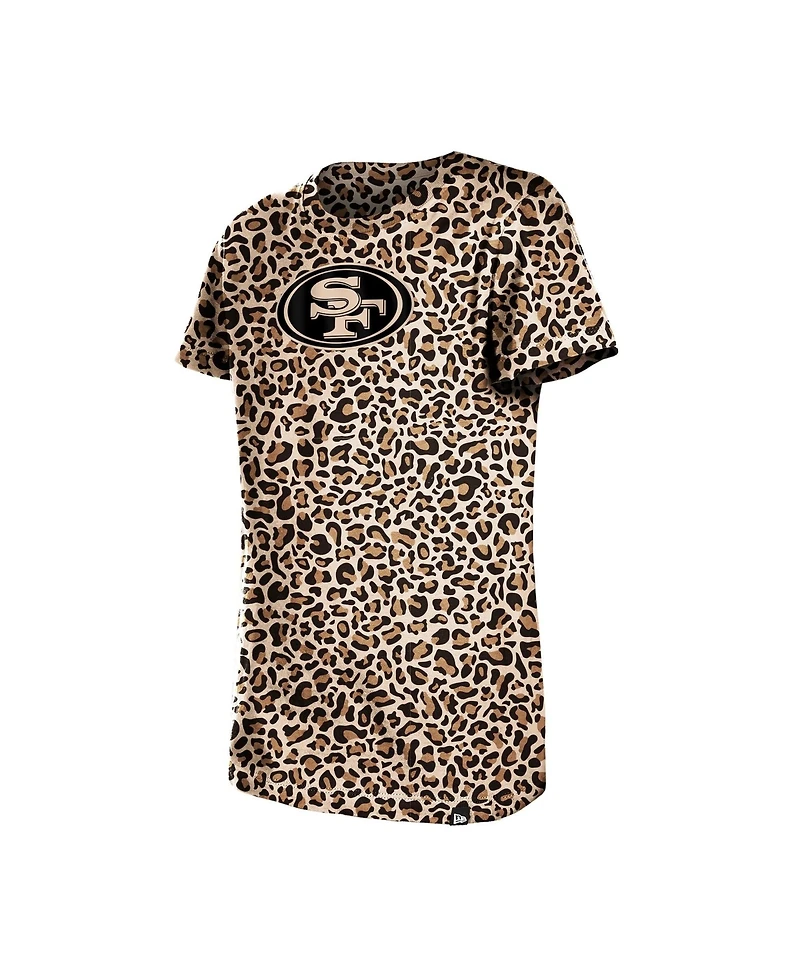 New Era Big Girls Tan San Francisco 49ers Mom Me Leopard T-Shirt