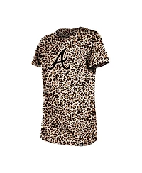 New Era Big Girls Brown Atlanta Braves Leopard T-Shirt