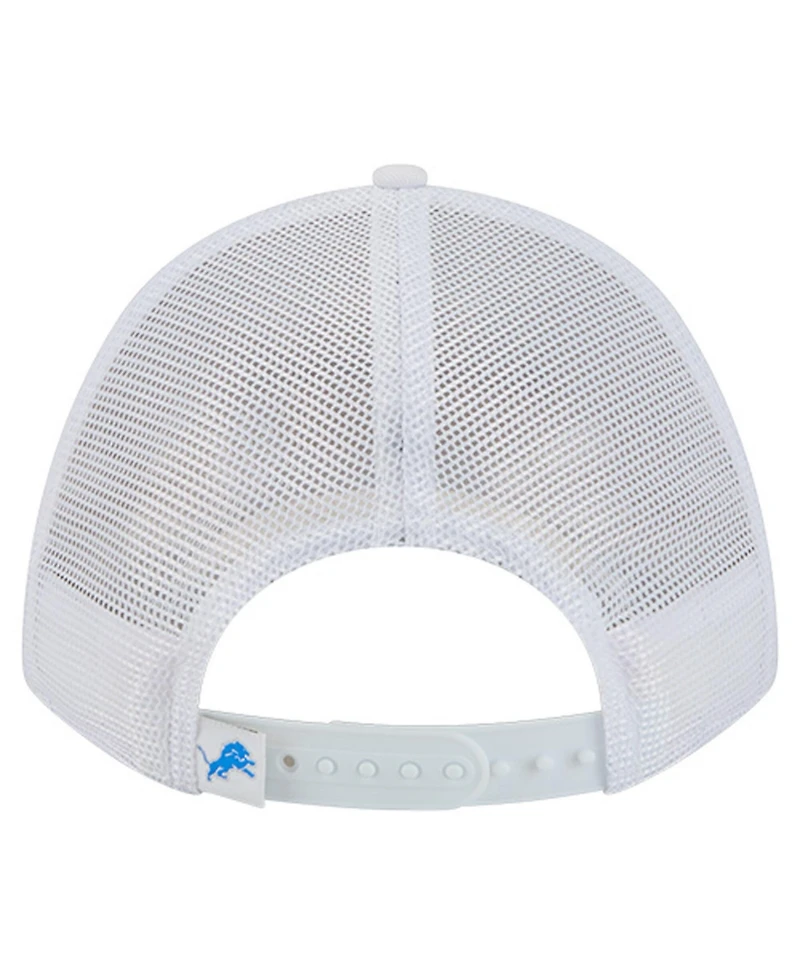 New Era Men's White Detroit Lions Nfl 9FORTY A-Frame M-Crown Adjustable Trucker Hat