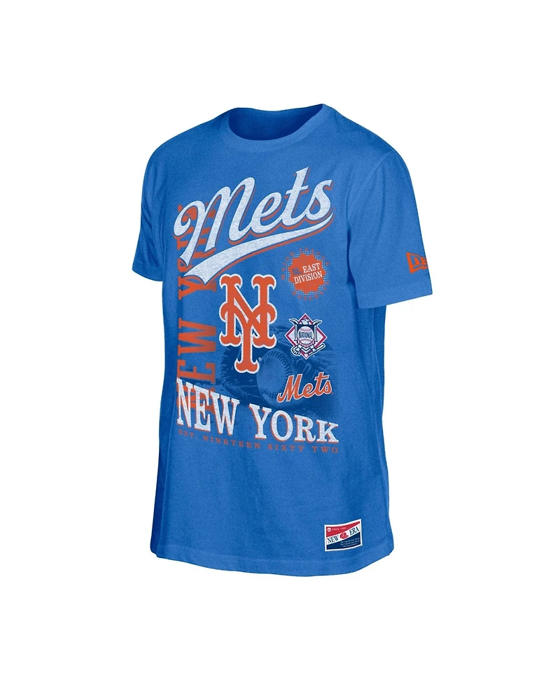 New Era Men's Royal York Mets Oversized Throwback Distressed T-Shirt