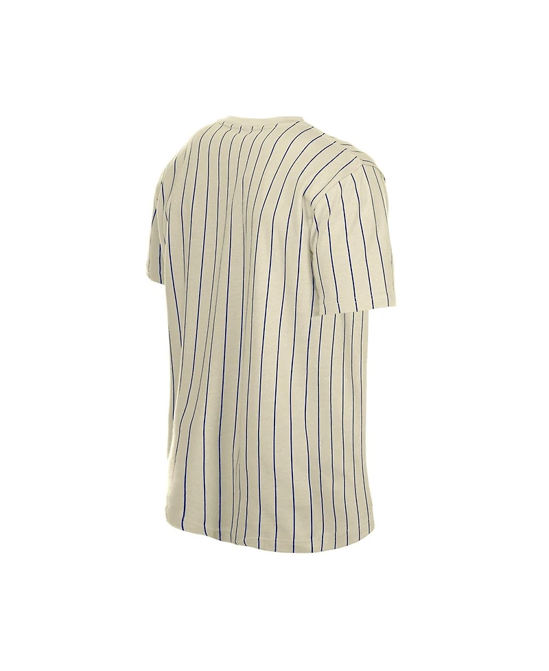 New Era Men's Cream York Mets Throwback Meshback Pinstripe T-Shirt