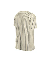 New Era Men's Cream York Mets Throwback Meshback Pinstripe T-Shirt