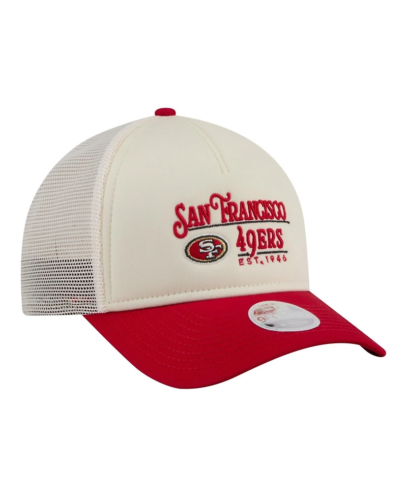 New Era Women's White/Scarlet San Francisco 49ers Retro A-Frame 9FORTY Adjustable Hat
