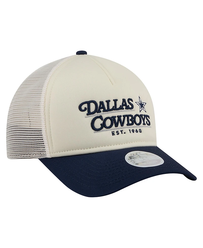 New Era Women's Cream/Navy Dallas Cowboys Retro A-Frame 9FORTY Adjustable Hat