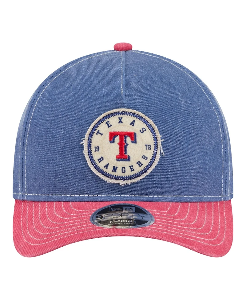 New Era Men's Royal/Red Texas Rangers Felt M-Crown 9FORTY Adjustable Hat
