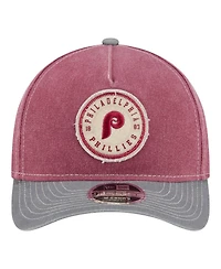 New Era Men's Burgundy/Gray Philadelphia Phillies Felt M-Crown 9FORTY Adjustable Hat
