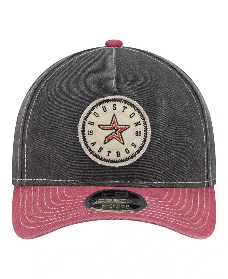 New Era Men's Black/Red Houston Astros Felt M-Crown 9FORTY Adjustable Hat