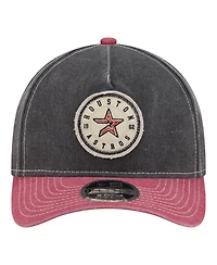New Era Men's Black/Red Houston Astros Felt M-Crown 9FORTY Adjustable Hat