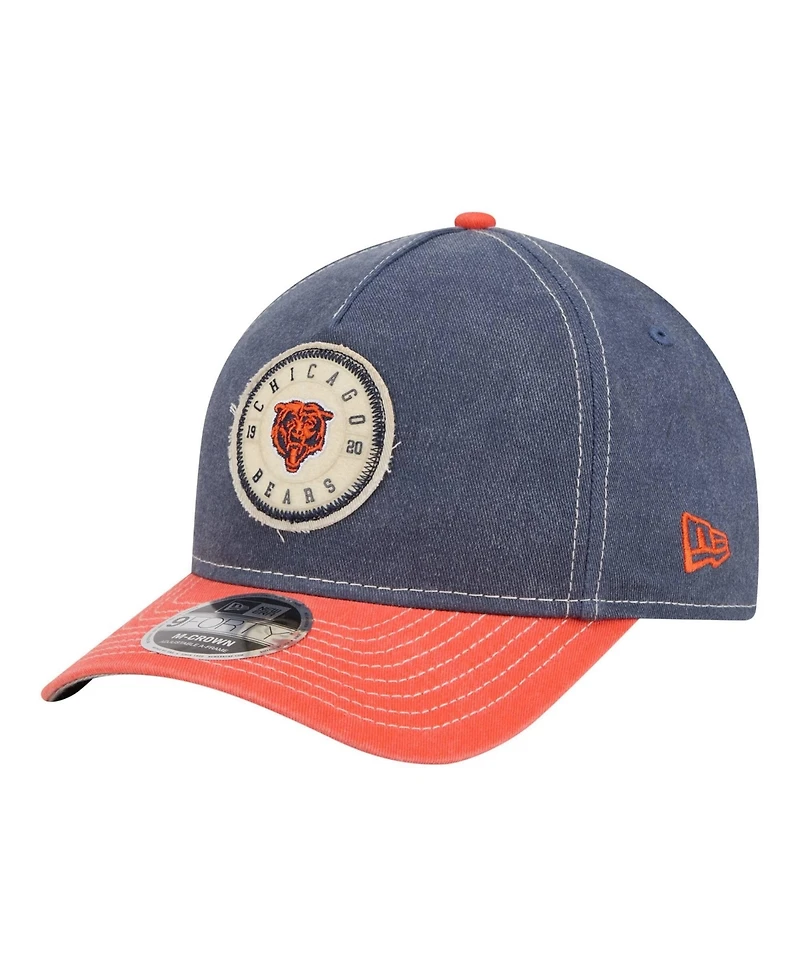 New Era Men's Navy/Orange Chicago Bears 9FORTY Felt A-Frame Adjustable Hat