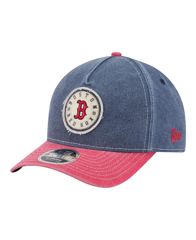 New Era Men's Navy/Red Boston Red Sox Felt M-Crown 9FORTY Adjustable Hat