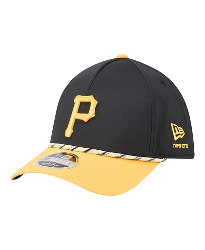 New Era Men's Black/Gold Pittsburgh Pirates Rope M-Crown A-Frame 39THIRTY Flex Hat