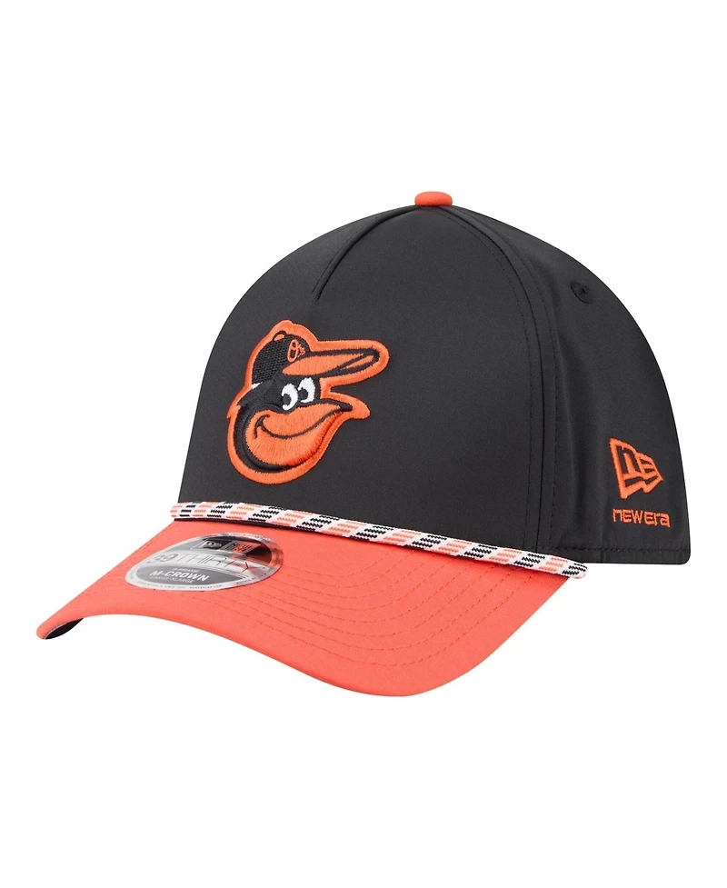 New Era Men's Black/Orange Baltimore Orioles Rope M-Crown A-Frame 39THIRTY Flex Hat