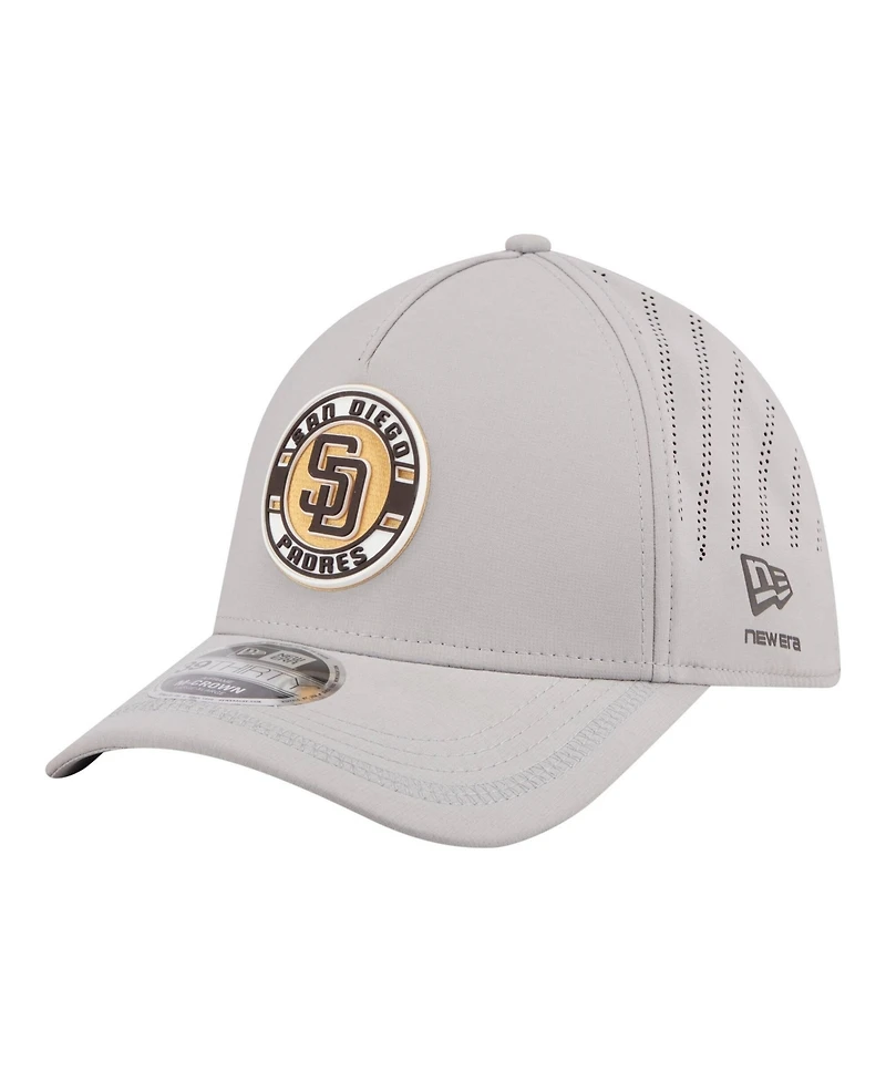 New Era Men's Gray San Diego Padres Patch 39THIRTY A-Frame M-Crown Perforated Flex Hat