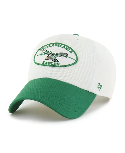 47 Brand Men's Cream/Kelly Green Philadelphia Eagles Pique Patch Clean Up Adjustable Hat