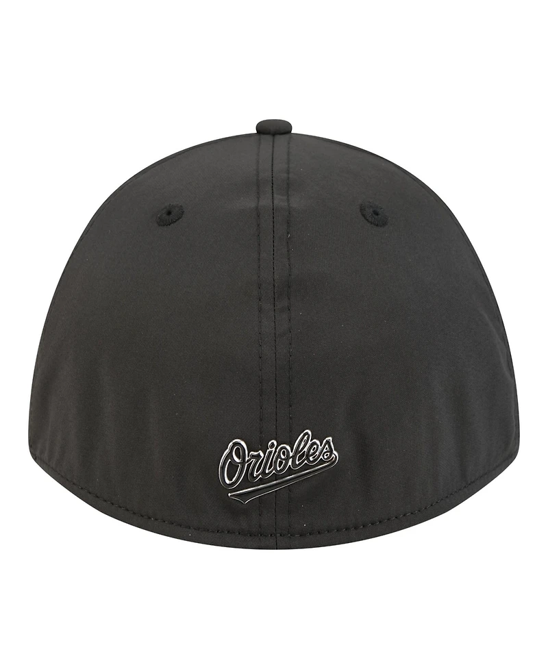 New Era Men's Black Baltimore Orioles Metallic 39THIRTY M-Crown Flex Hat