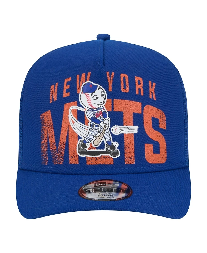 New Era Big Boys and Girls Royal New York Mets Logo Fade A-Frame 9FIFTY Snapback Hat