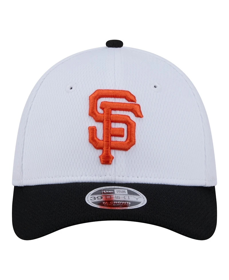 New Era Big Boys and Girls White/Black San Francisco Giants Baseball 39THIRTY M-Crown Flex Hat